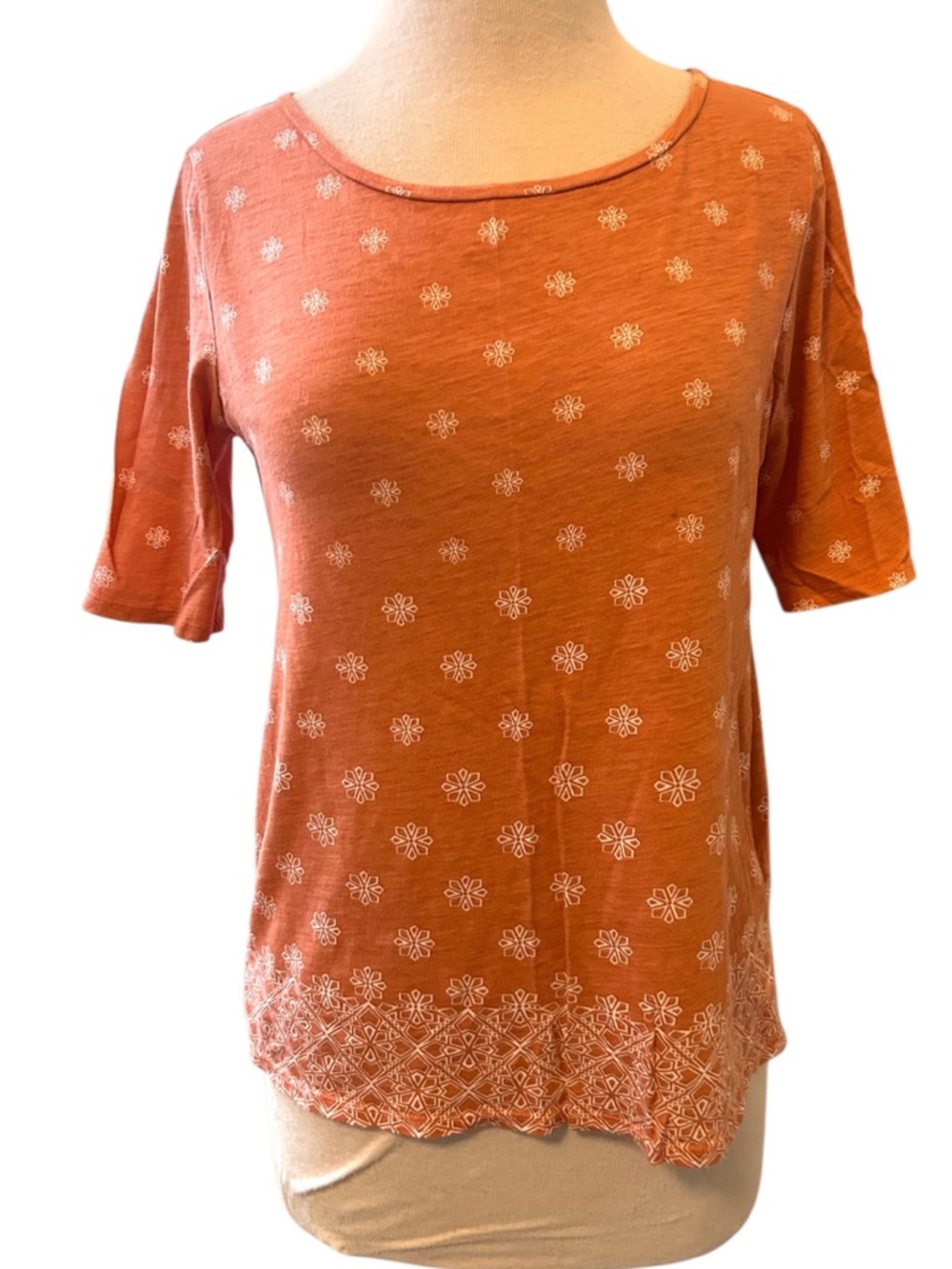 Loft Salmon Patterned Short Sleeve Tee